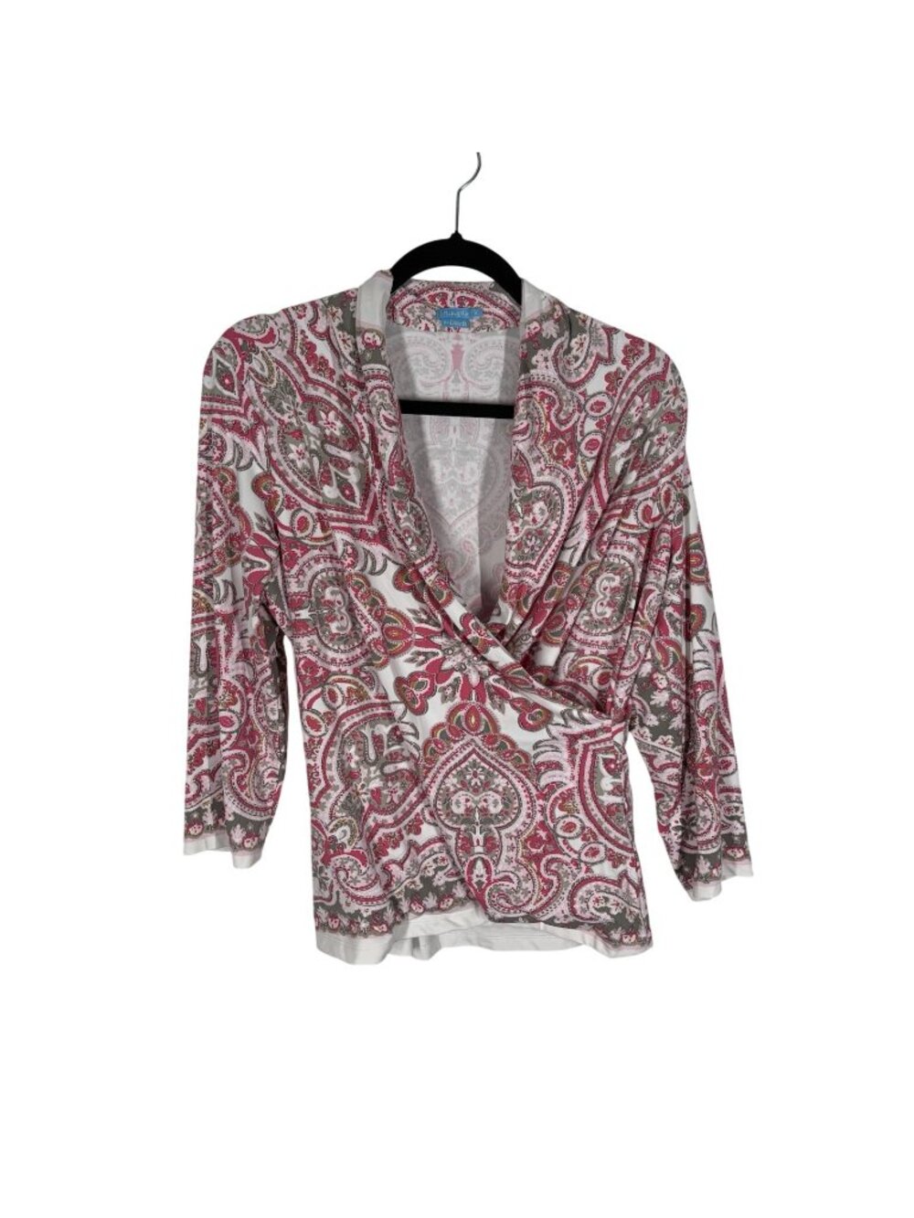 J.McLaughlin For Dillards XL Pink Paisley Catalina Cloth Surplice Faux Wrap Top
